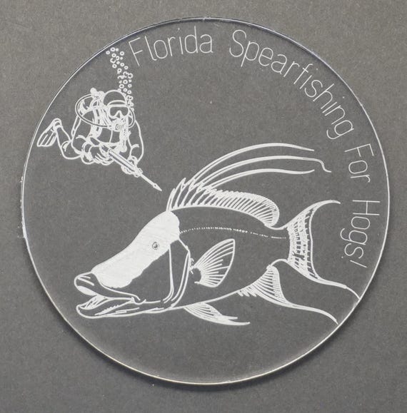 Florida Spearfishing Coaster | Hogfish Diver Gift, Clear Acrylic (5" Diameter)