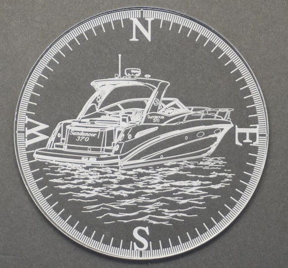 Sea Ray Sundancer Coaster | Compass Rose Engraved Acrylic Yacht Accessory