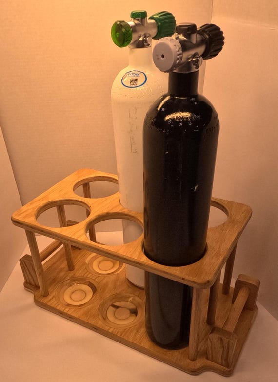 Handcrafted 6-Tank Rebreather Scuba Tank Stand | 3L Cylinder Holder