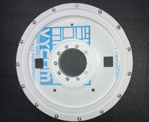This is a PVC flange made through our CNC milling machine for an internal project. 